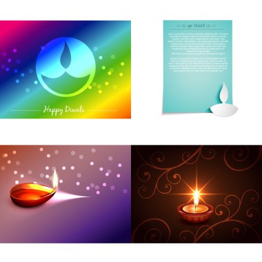 vector set of diwali background