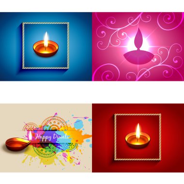 vector collection of diwali diya background illustration