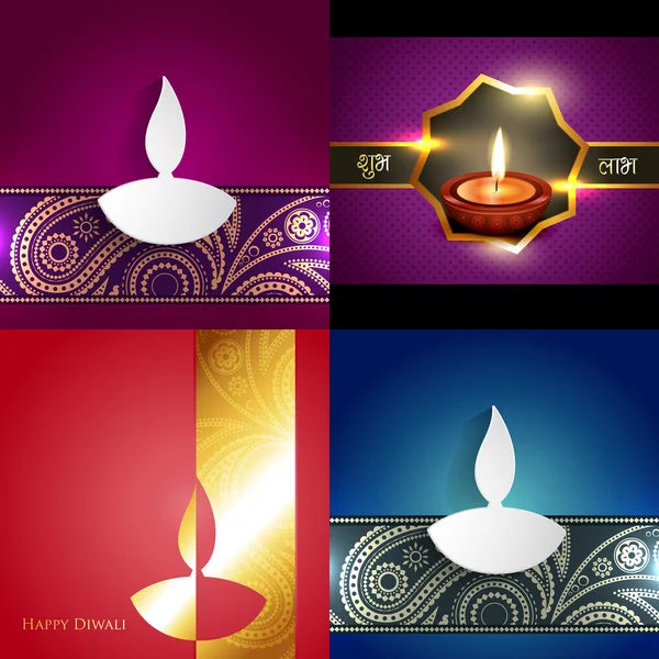 Vector collection of different types of diwali background illust — Stock Vector