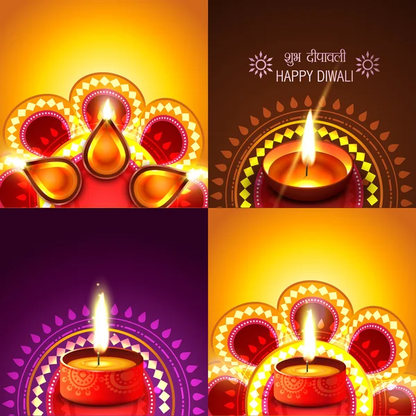 Beautiful set of diwali background illustration — Stock Vector