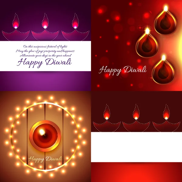 ชุดพื้นหลังสร้างสรรค์ของการออกแบบ Diwali — ภาพเวกเตอร์สต็อก