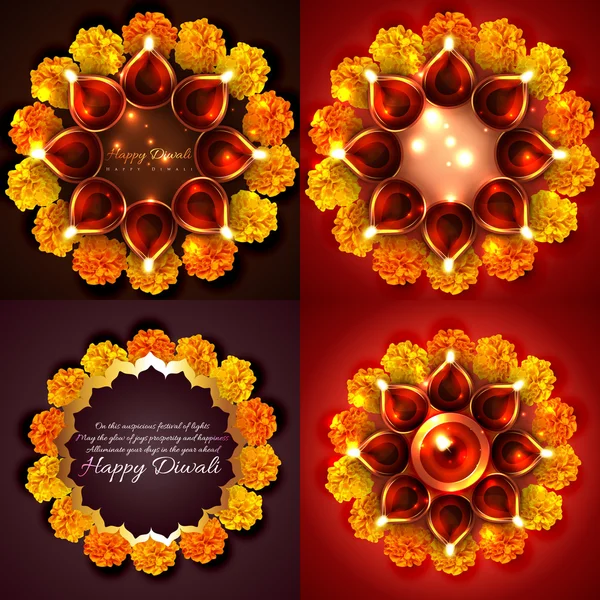 Collection vectorielle d'illustration de fond diwali — Image vectorielle