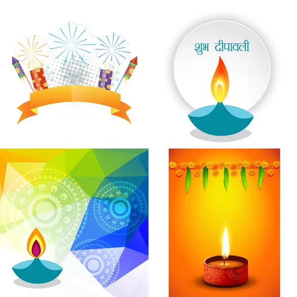 Vector collection of different types of diwali background illust — Stock Vector