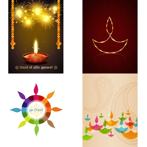 Vector conjunto de diwali estilo diferente fondo ilustración — Vector de stock