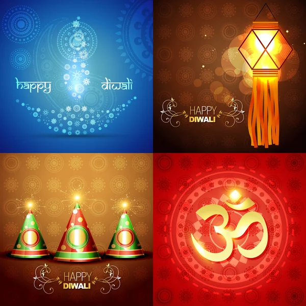Vektor Set von Diwali Hintergrund Illustration — Stockvektor