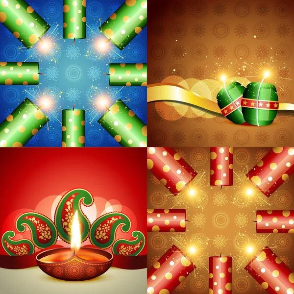 Collection of diwali festival background illustration — Stok Vektör