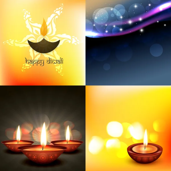 Vector set of different style diwali background illustration — 스톡 벡터