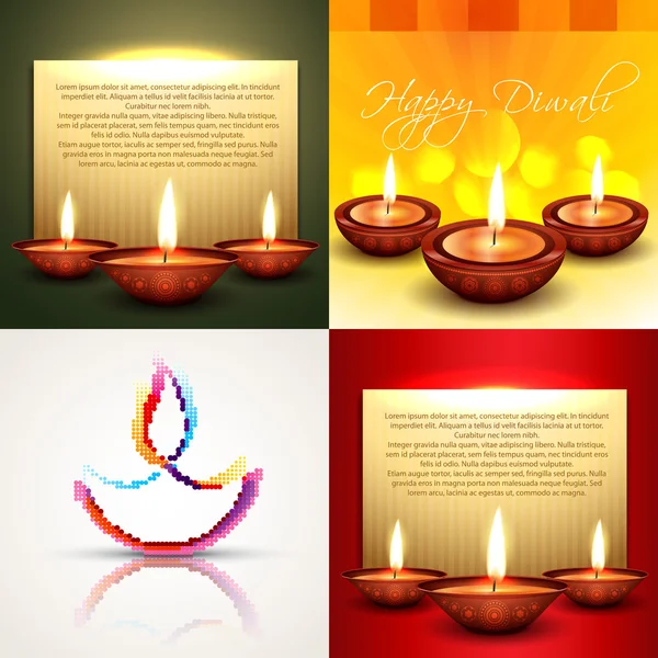 Vector collection of different types of diwali background illust — Stock Vector