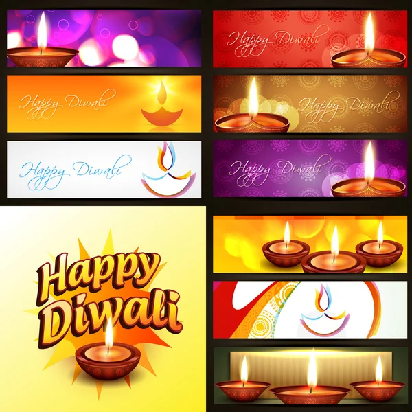 Vector set diwali achtergrond afbeelding — Stockvector