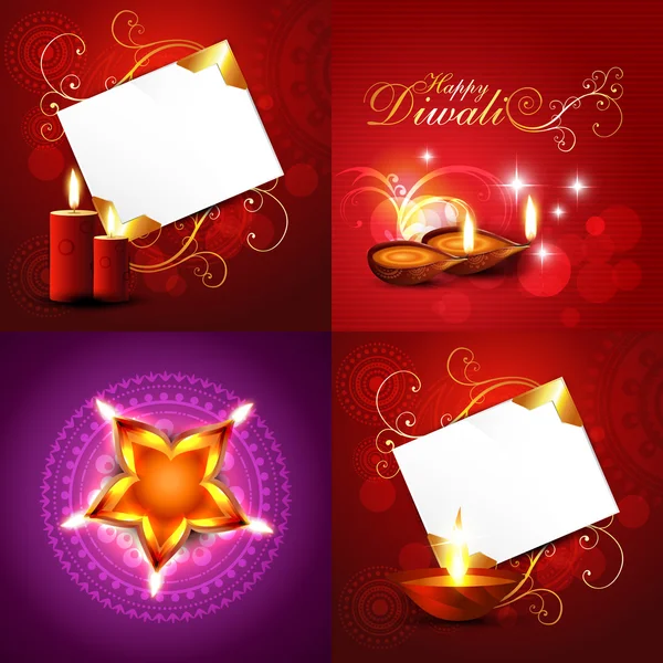Set of decorated diwali holiday background — 스톡 벡터