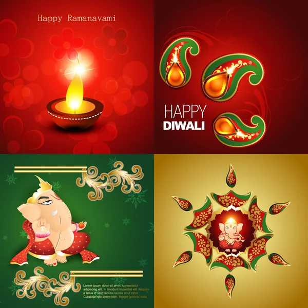 Vektor-Sammlung glücklicher Diwali-Hintergründe — Stockvektor