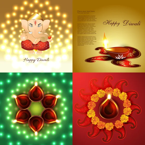 Ensemble vectoriel de fond de vacances diwali — Image vectorielle