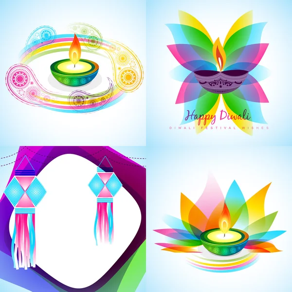 Vector set of diwali background illustration — Stock Vector