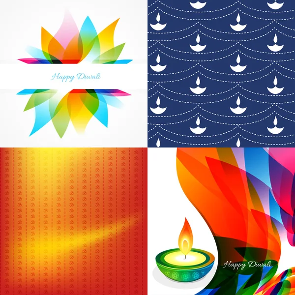 Vector set diwali achtergrond met diwali diya — Stockvector