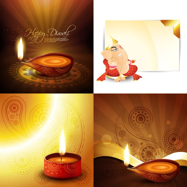 Set of  diwali holiday background illustration — Stock Vector