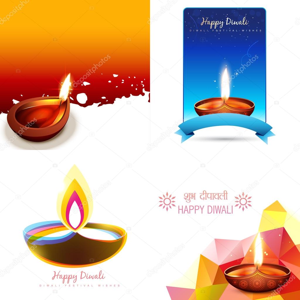 vector set of diwali background