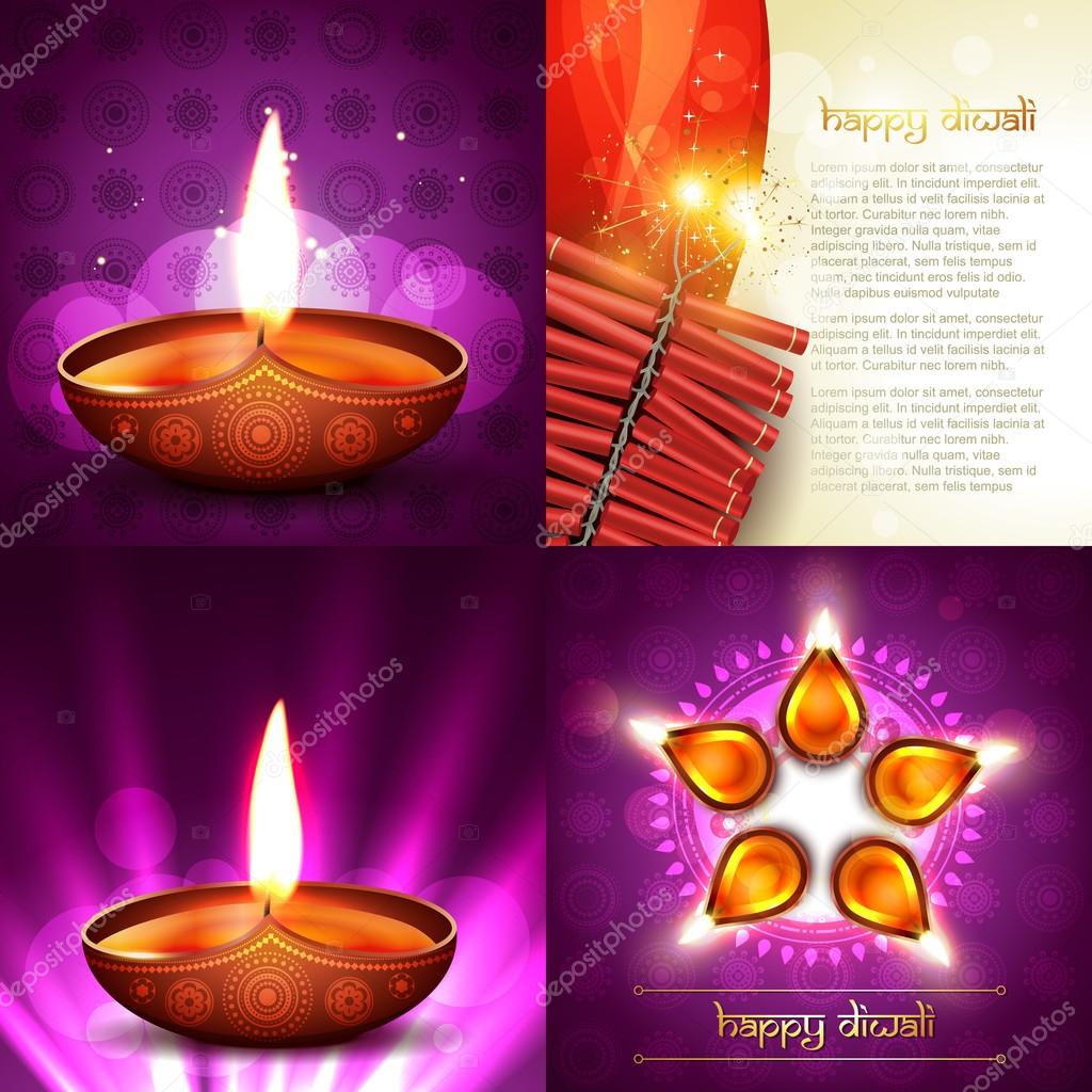 vector set of hindu festival of diwali background