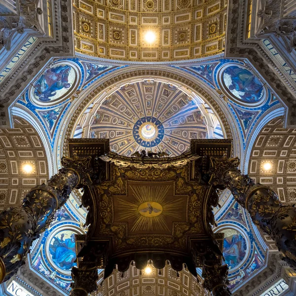 Řím Vatican Stát Srpna 2018 Interiér Baziliky Petra Kupolí Detail — Stock fotografie