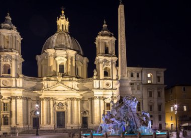 ROME, ITALY - CIRCA AĞOSTOS 2020: Piazza Navona (Navona Meydanı).