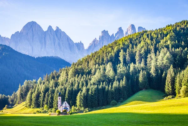 Dolomity Włochy Widok Mały Kościół Jana Ranui — Zdjęcie stockowe