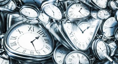 Sonsuz saat sarmalı ile Droste etkisi arka planı. Zaman ve son teslim tarihi ile ilgili kavramlar için soyut tasarım.