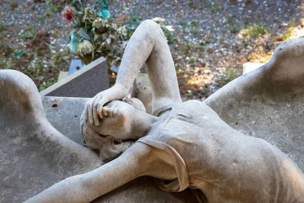 Genf Italien Juni 2020 Antike Engelsstatue 1910 Marmor Auf Einem — Stockfoto