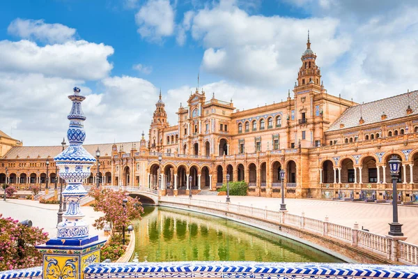 Spanien Sevilla Spanska Torget Ett Landmärke Exempel Renässans Väckelse Stil — Stockfoto