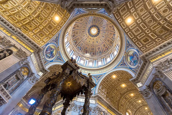 Řím Vatican Stát Srpna 2018 Interiér Baziliky Petra Kupolí Detail — Stock fotografie