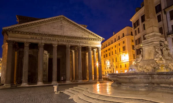 Rome Italië Circa August 2020 Verlicht Pantheon Nachts Een Van — Stockfoto