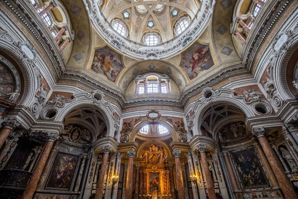 Turin Itálie Circa Květen 2021 Starožitný Barokní Interiér Historickou Výzdobou — Stock fotografie