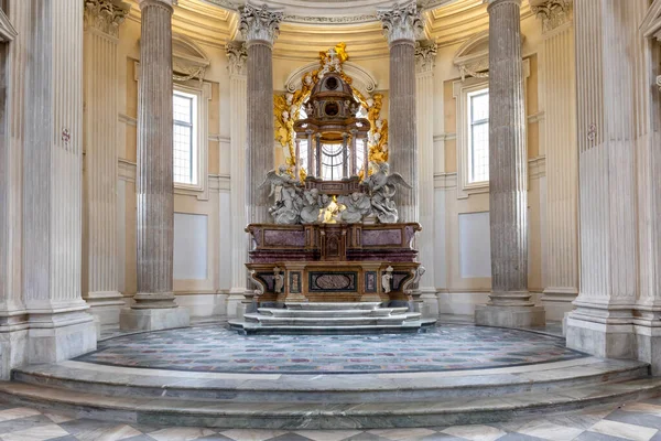 Venaria Reale Itálie Circa Květen 2021 Posvátný Katolický Oltář Barokním — Stock fotografie
