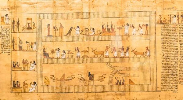 意大利 2021年5月 Circa 古埃及纸莎草 带有象形文字的葬礼文本 公元前1550年左右 — 图库照片