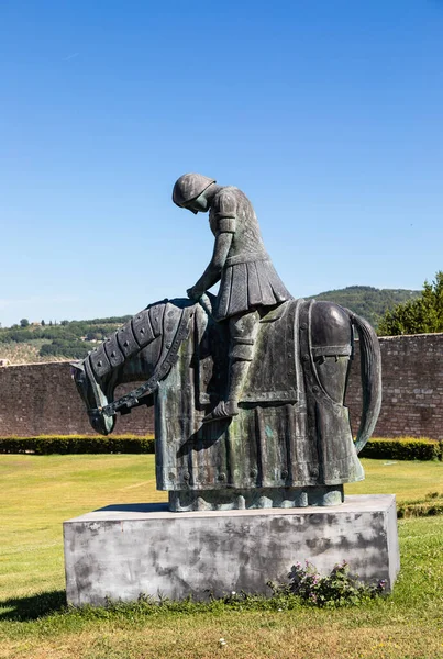 Aldeia Assis Região Úmbria Itália Estátua São Francisco Cidade Famosa — Fotografia de Stock