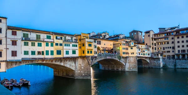 Florence Italië Circa Juni 2021 Zonsondergang Ponte Vecchio Oude Brug — Stockfoto