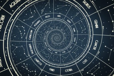 Droste etkisi arka planı. Astroloji, fantezi, zaman ve sihirle ilgili kavramlar için soyut tasarım.