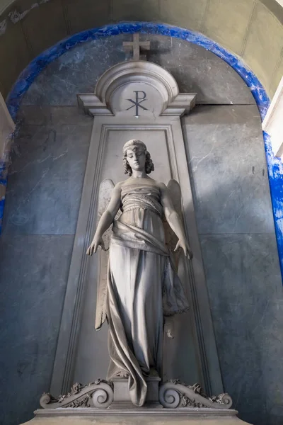 Genoa Itália Junho 2020 Estátua Antiga Anjo Início 1900 Mármore — Fotografia de Stock