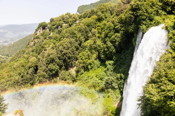 Marmore Waterfall Umbria Region Italy Amazing Cascade Splashing Nature Trees — Stock Photo, Image