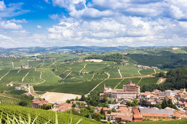 Panoramisch Landschap Piemonte Italië Scenic Wijngaard Heuvel Met Beroemde Barolo — Stockfoto