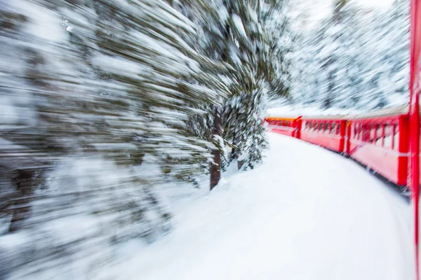 Trein in de sneeuw — Stockfoto