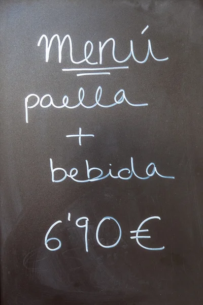 Cartello menu esterno a Barcellona - Spagna — Foto Stock
