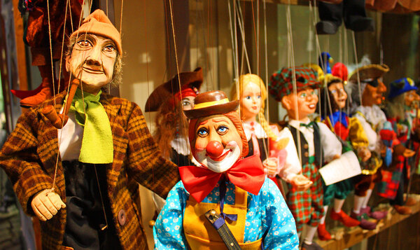 Traditional puppets - clown and old man
