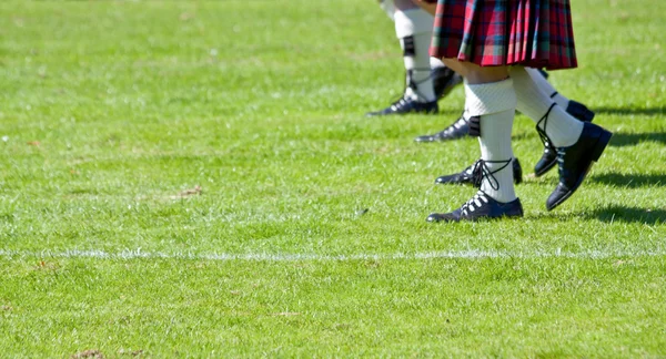 Detail of original Scottish kilts, during Highlands games — Stock Photo, Image