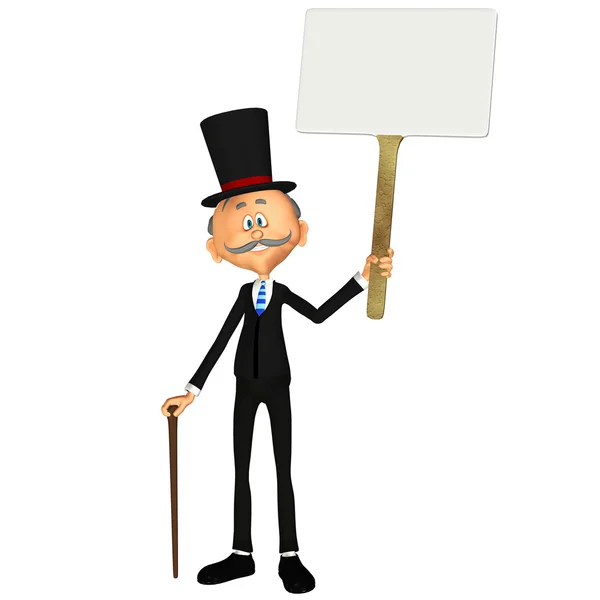 Ilustración de un viejo caballero sosteniendo un cartel en blanco Imágenes de stock libres de derechos