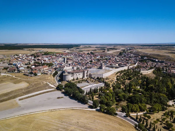 Aerial View Cuellar Small Old Town Province Segovia Reconstructed Castle — Stock Photo, Image