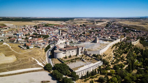 Aerial View Cuellar Small Old Town Province Segovia Reconstructed Castle — Stock Photo, Image