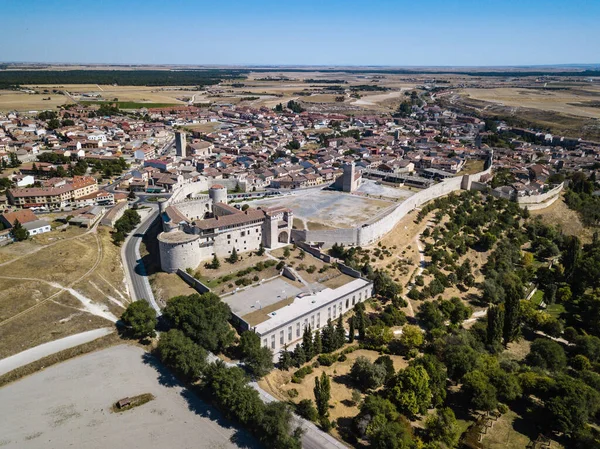 Aerial View Cuellar Small Old Town Province Segovia Reconstructed Castle — Zdjęcie stockowe
