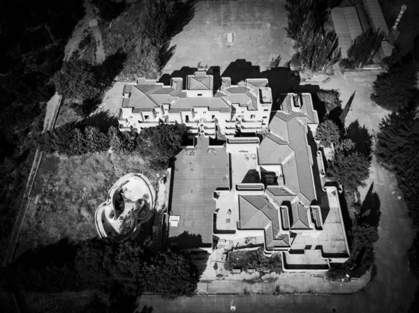 Aerial View Ruins Once Famous Brutalist Hotel Close Alarcon Cuenca — Stock Photo, Image