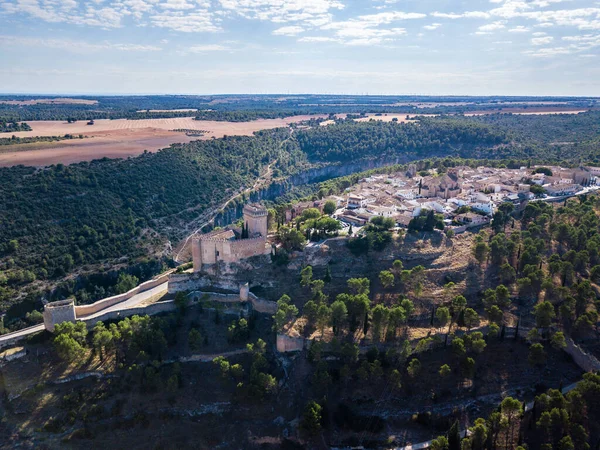 Luftaufnahme Der Berühmten Befestigten Mittelalterlichen Stadt Alarcon Cuenca Kastilien Mancha — Stockfoto