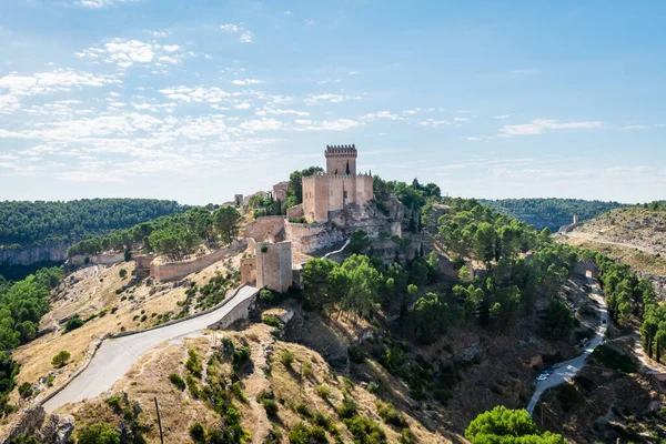 Castle Fortified Medieval Town Alarcon Cuenca Castilla Mancha Surrounded Jucar — Stock Photo, Image