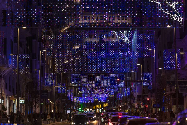 Madrid Вересень 2020 Нічний Вид Calle Gran Madrid Described Christmas — стокове фото